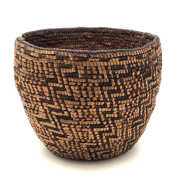 Stunning Antique Northwest Coast Native American Fully Imbricated Basket, Presume Klickitat