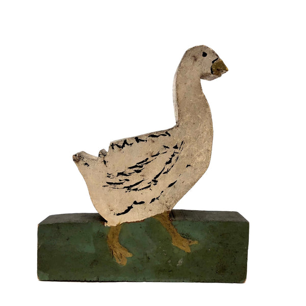 Sweet Old Hand-painted Wooden White Goose