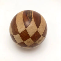 Fancy Inlaid Wood Darning Ball with Treenware Cup