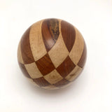 Fancy Inlaid Wood Darning Ball with Treenware Cup