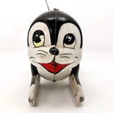 Black Tin Cat On Wheels Vintage Japanese Wind-Up Toy