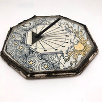 Ceramic Tile Sundial with Sun, Stars and Clouds