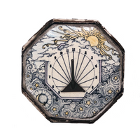 Ceramic Tile Sundial with Sun, Stars and Clouds