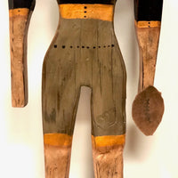 Charming Large Football Player Folk Art Whirligig, Signed Willy