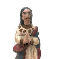 Antique Carved Madonna in Red White and Blue