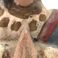 Antique Carved Madonna in Red White and Blue