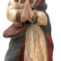 Antique Carved Madonna in Red White and Blue