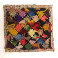 Colorful Checkerboard Antique Needlepoint Square - Smaller of Two