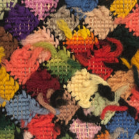 Colorful Checkerboard Antique Needlepoint Square - Smaller of Two