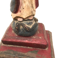 Antique Carved Madonna in Red White and Blue