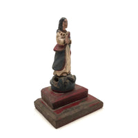 Antique Carved Madonna in Red White and Blue
