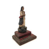 Antique Carved Madonna in Red White and Blue
