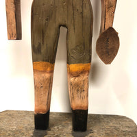Charming Large Football Player Folk Art Whirligig, Signed Willy