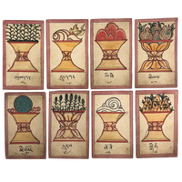 Antique Tibetan Buddhist Hand-painted Tsakli Cards, Set of Eight