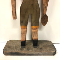 Charming Large Football Player Folk Art Whirligig, Signed Willy