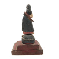 Antique Carved Madonna in Red White and Blue