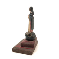 Antique Carved Madonna in Red White and Blue