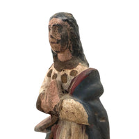 Antique Carved Madonna in Red White and Blue