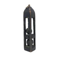 Old Black Painted Hanging Balls in Cage Whimsy with Sliding Shelf
