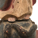 Antique Carved Madonna in Red White and Blue