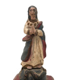 Antique Carved Madonna in Red White and Blue