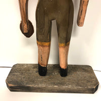 Charming Large Football Player Folk Art Whirligig, Signed Willy