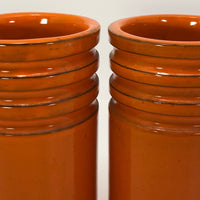 Pair of Atomic Orange Mid-Century Rosenthal Netter Canisters or Vases
