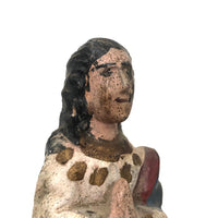 Antique Carved Madonna in Red White and Blue