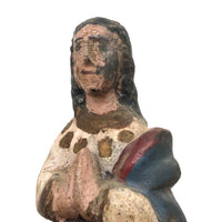 Antique Carved Madonna in Red White and Blue
