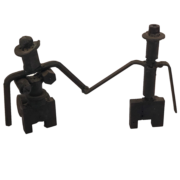 Playful Tabletop Iron Sculpture of Couple with Joined Hands