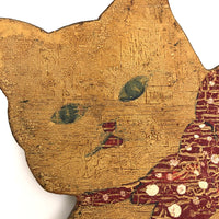 Marvelous Old Folk Art Kitty with Hooks!