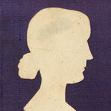 Black and White Cut Paper Silhouettes of Young Woman in Antique Pocket Frame