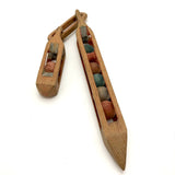 Charming Old Carved, Painted Whimsy with Linked Balls in Cages