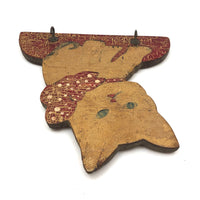 Marvelous Old Folk Art Kitty with Hooks!