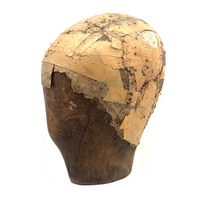 Evocative Old Wooden Hat Form with Tape Helmet
