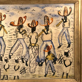 Wonderful Vintage Haitian Watercolor of Drummers and Horn Players