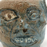Toothy Small Folk Art Pottery Face Jugs - A Pair