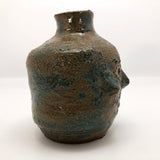 Toothy Small Folk Art Pottery Face Jugs - A Pair
