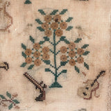 19th Century Needlepoint Sampler with Parrot, Pistols, and Fleur de Lis