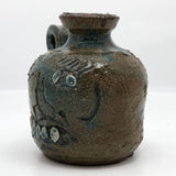Toothy Small Folk Art Pottery Face Jugs - A Pair