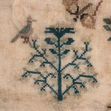 19th Century Needlepoint Sampler with Parrot, Pistols, and Fleur de Lis