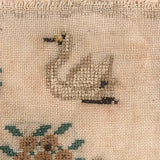 19th Century Needlepoint Sampler with Parrot, Pistols, and Fleur de Lis