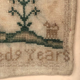 19th Century Needlepoint Sampler with Parrot, Pistols, and Fleur de Lis