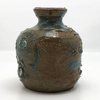 Toothy Small Folk Art Pottery Face Jugs - A Pair