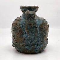 Toothy Small Folk Art Pottery Face Jugs - A Pair