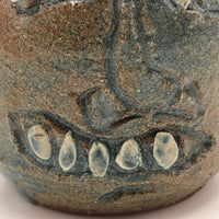 Toothy Small Folk Art Pottery Face Jugs - A Pair