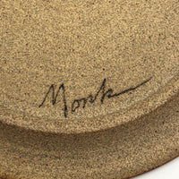 Funky Abstract Hand-painted Ceramic Platter Signed Monk - Smaller of Two
