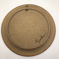 Funky Abstract Hand-painted Ceramic Platter Signed Monk - Smaller of Two