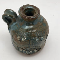 Toothy Small Folk Art Pottery Face Jugs - A Pair