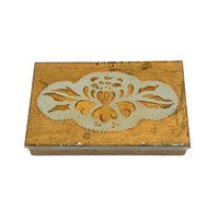 Gold Tole Painted Tin Box - for Business (or Calling!) Cards